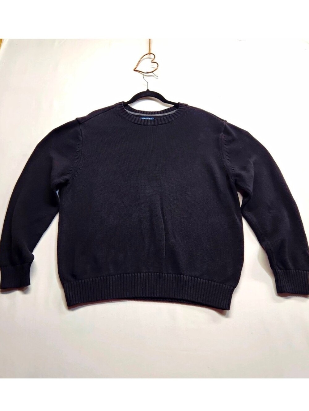 ⭐️St. John's Bay Black Cotton Crewneck Knit Sweater Large Classic Preppy